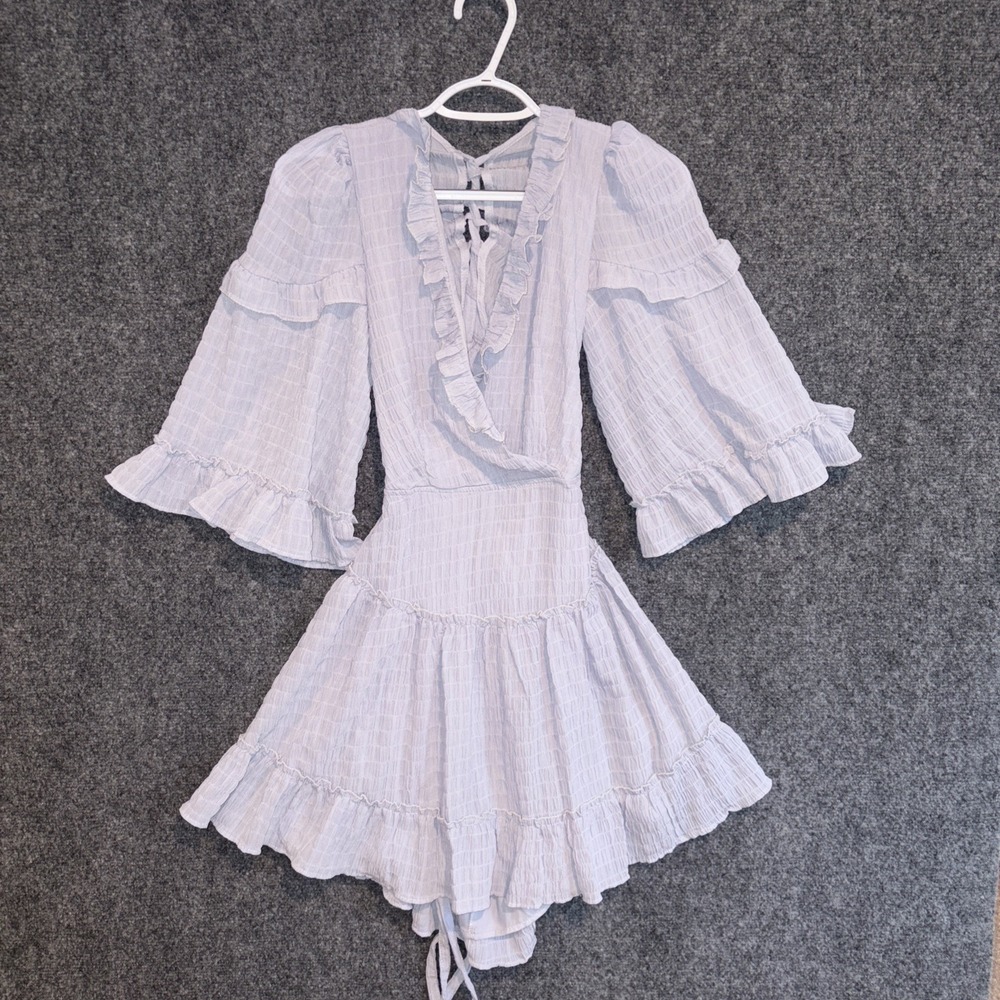 Saints + Secrets Blue Ruffles Tiered Skirt Mini Dress XS - Picture 1 of 6